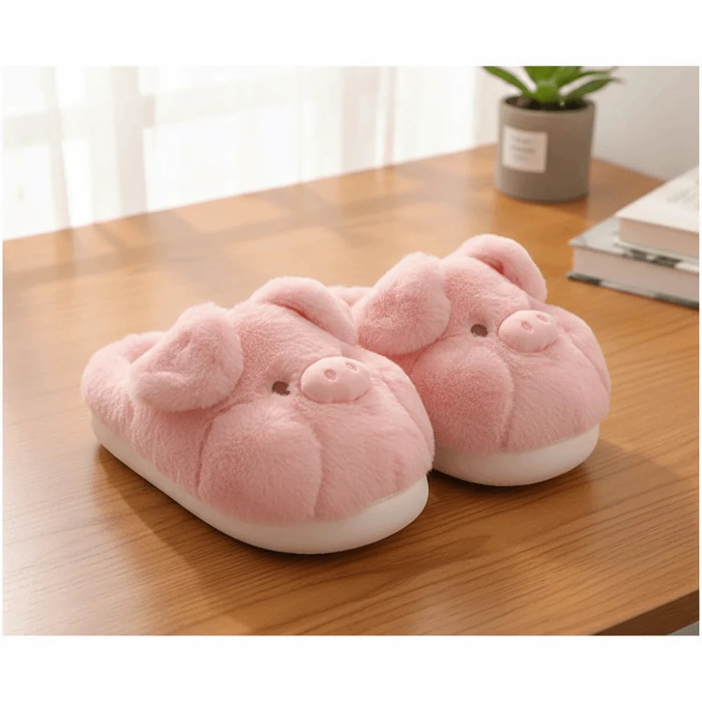 Cute Pig Plush Slippers for Kids | Adorable Winter Indoor Shoes