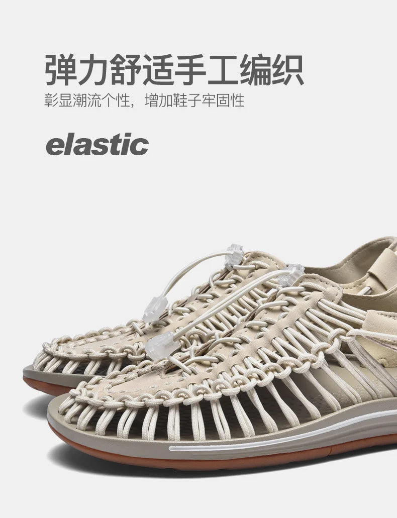 Men's Genuine Leather Sandals | Casual Beach & Outdoor Shoes
