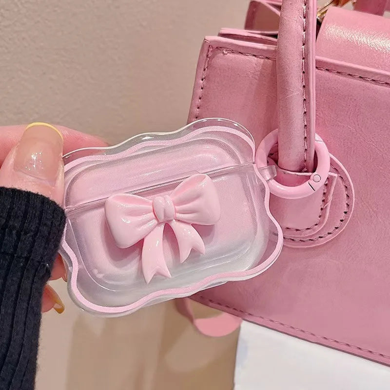 Cute Wave Case for AirPods | 3D Pink Bow Soft TPU Cover