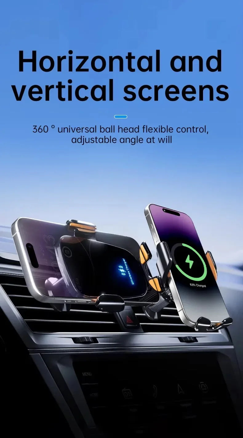 Wireless Car Charger with Fast Charge & Clamping Holder