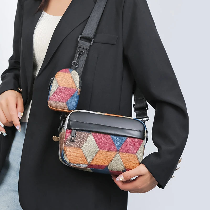 Colorblock Shoulder Bag | Trendy Patchwork Crossbody Purse