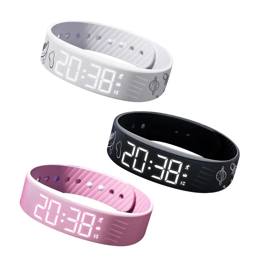 Adjustable Silicone Snooze-proof LED Alarm Clock Bracelet