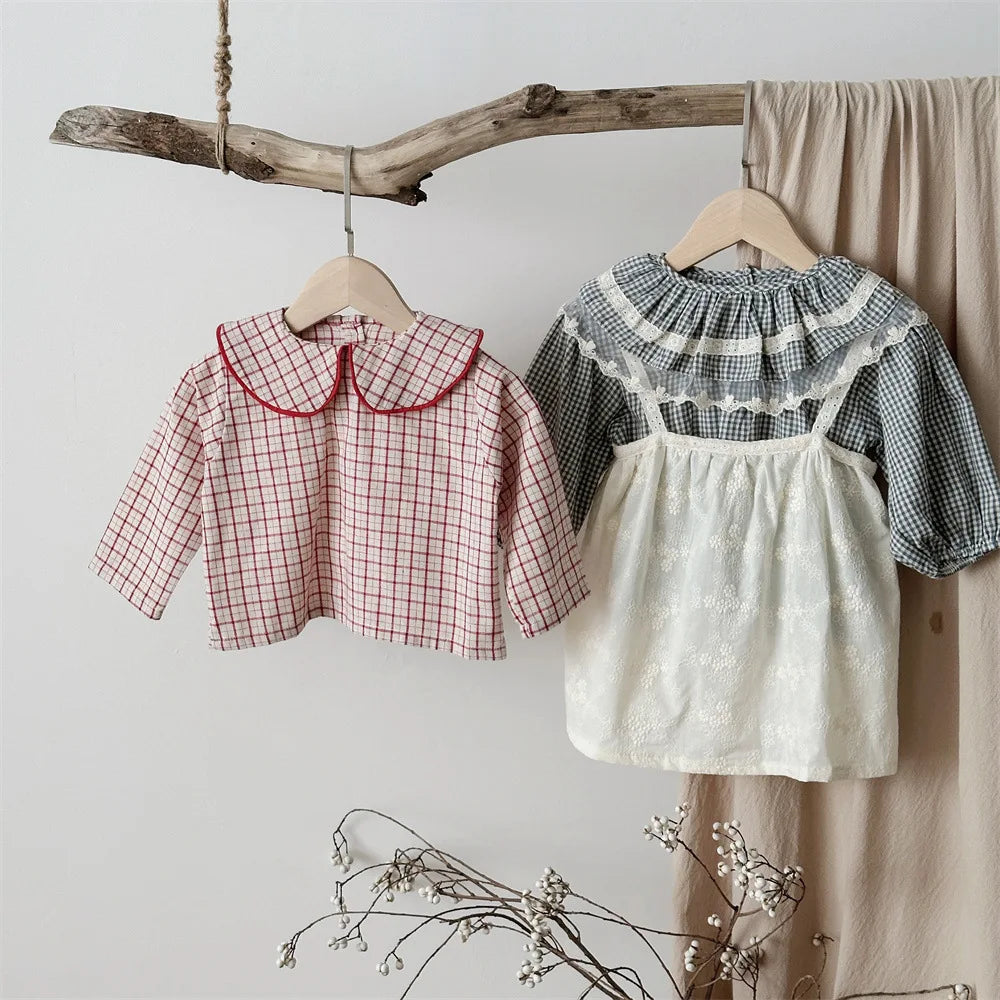 Cotton Baby Girls' Long Sleeve Plaid Blouse | Cute & Comfy Toddler Top