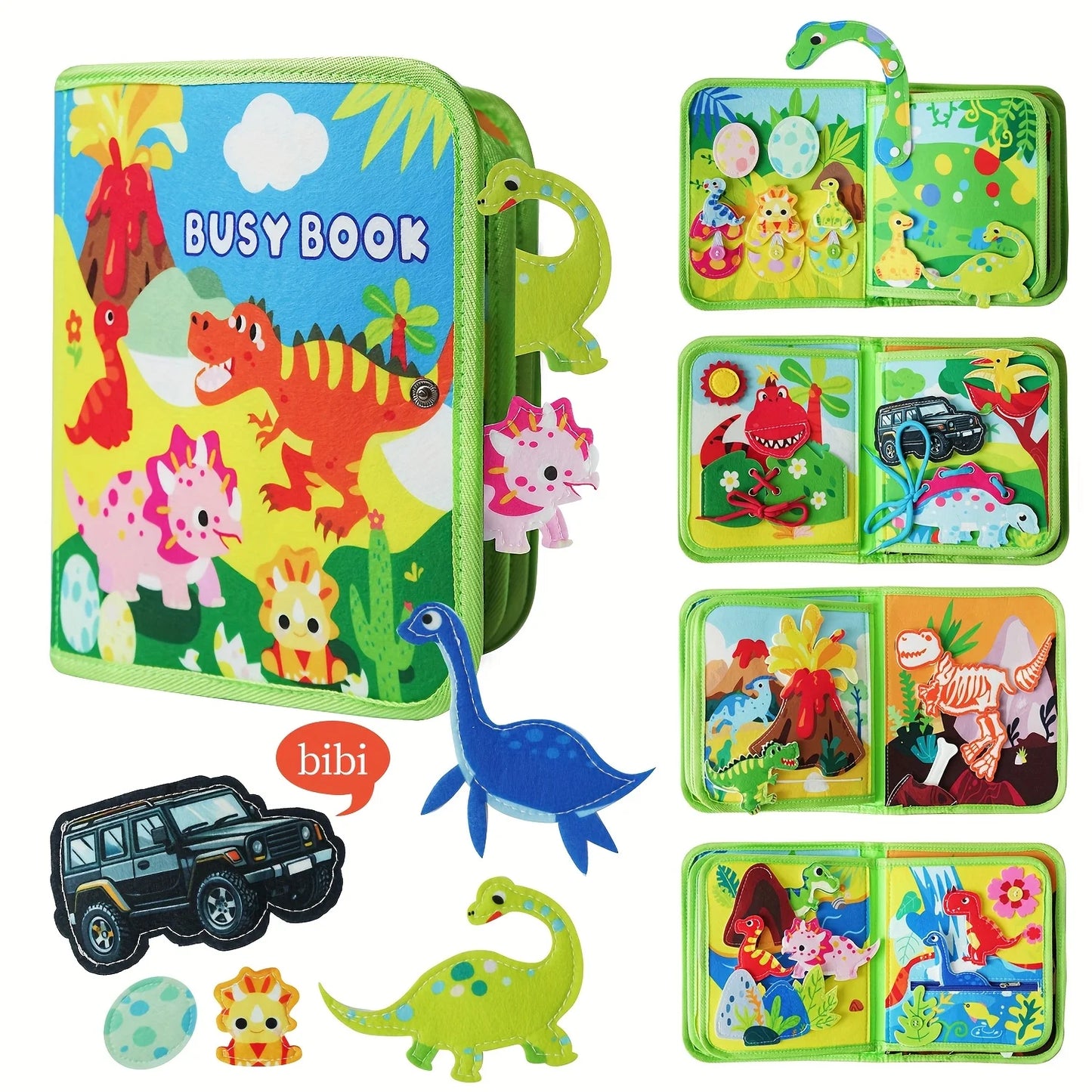 Dinosaur Busy Book for Kids | Engaging Montessori Learning Toy
