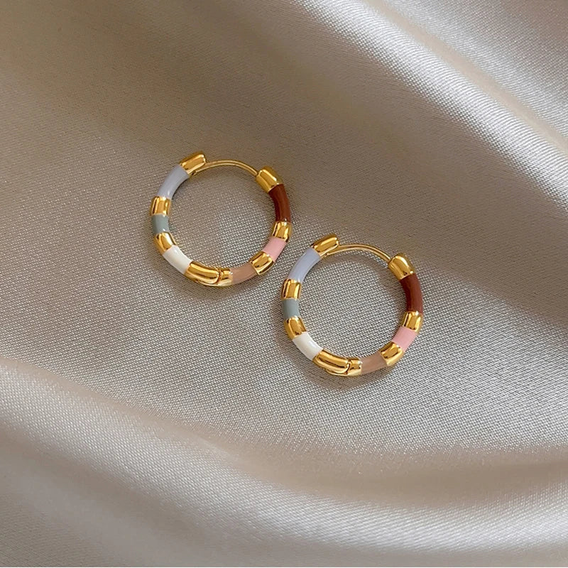 Colorful Enamel Mini Round Earrings | Fashion Jewelry for Women