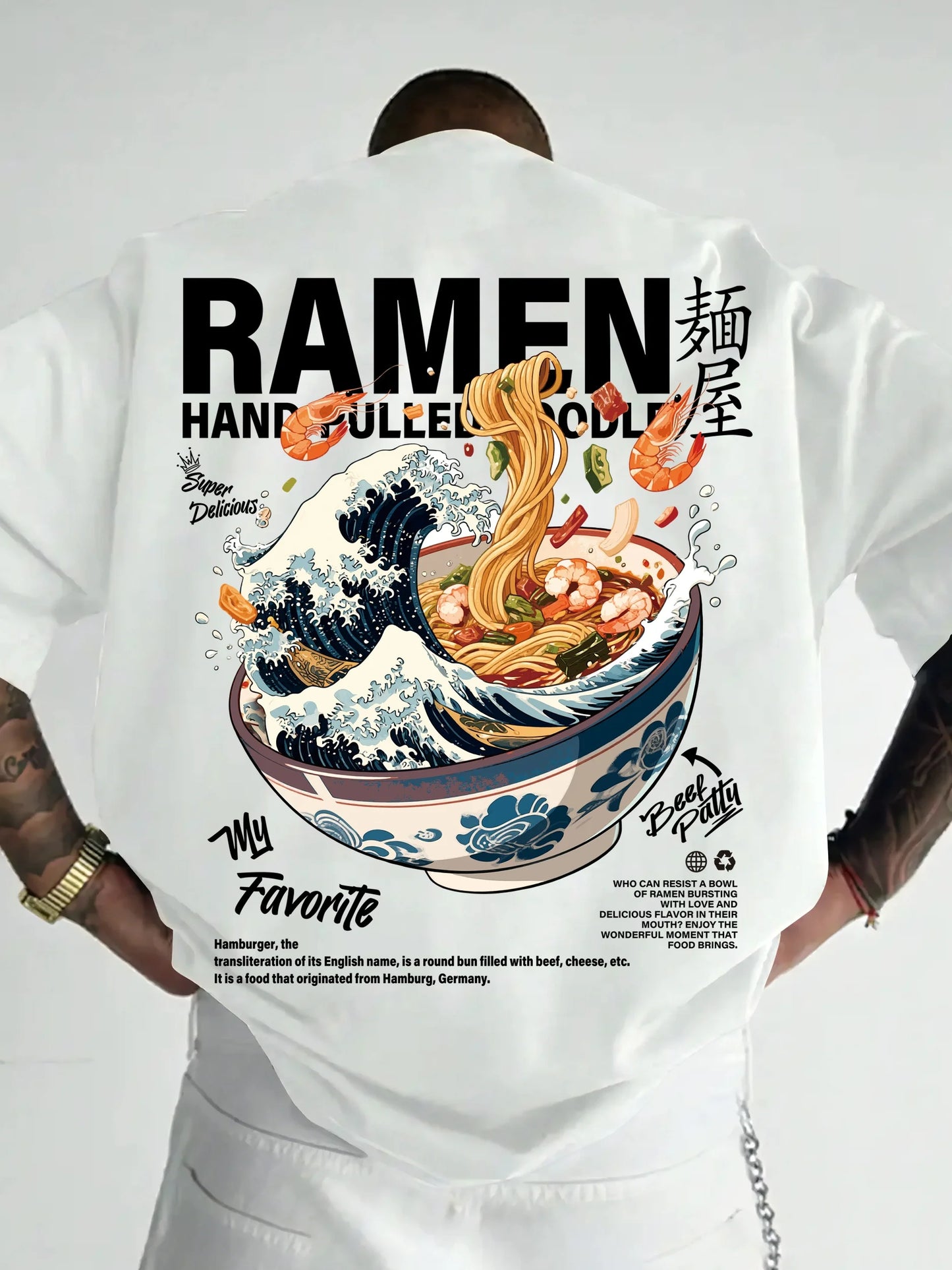 Men's Casual Summer T-Shirt with Japanese Wave Graphic Print