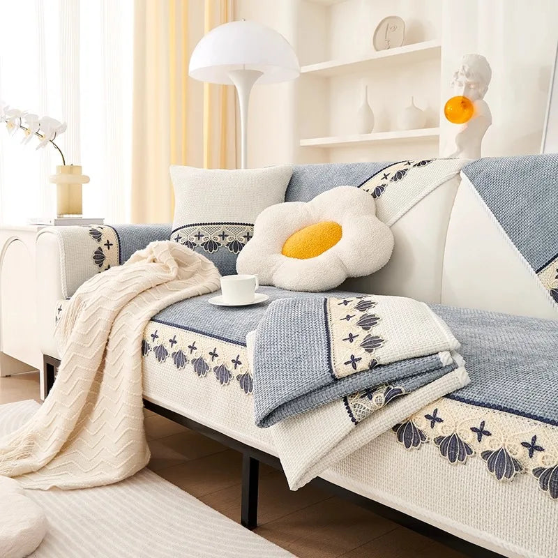 Stylish Lace Sofa Cover | Anti-Slip, Machine Washable, All-Season