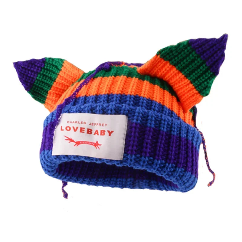 Unisex Long Fox Ears Knitted Beanie | Y2K Bunny Rabbit Hat