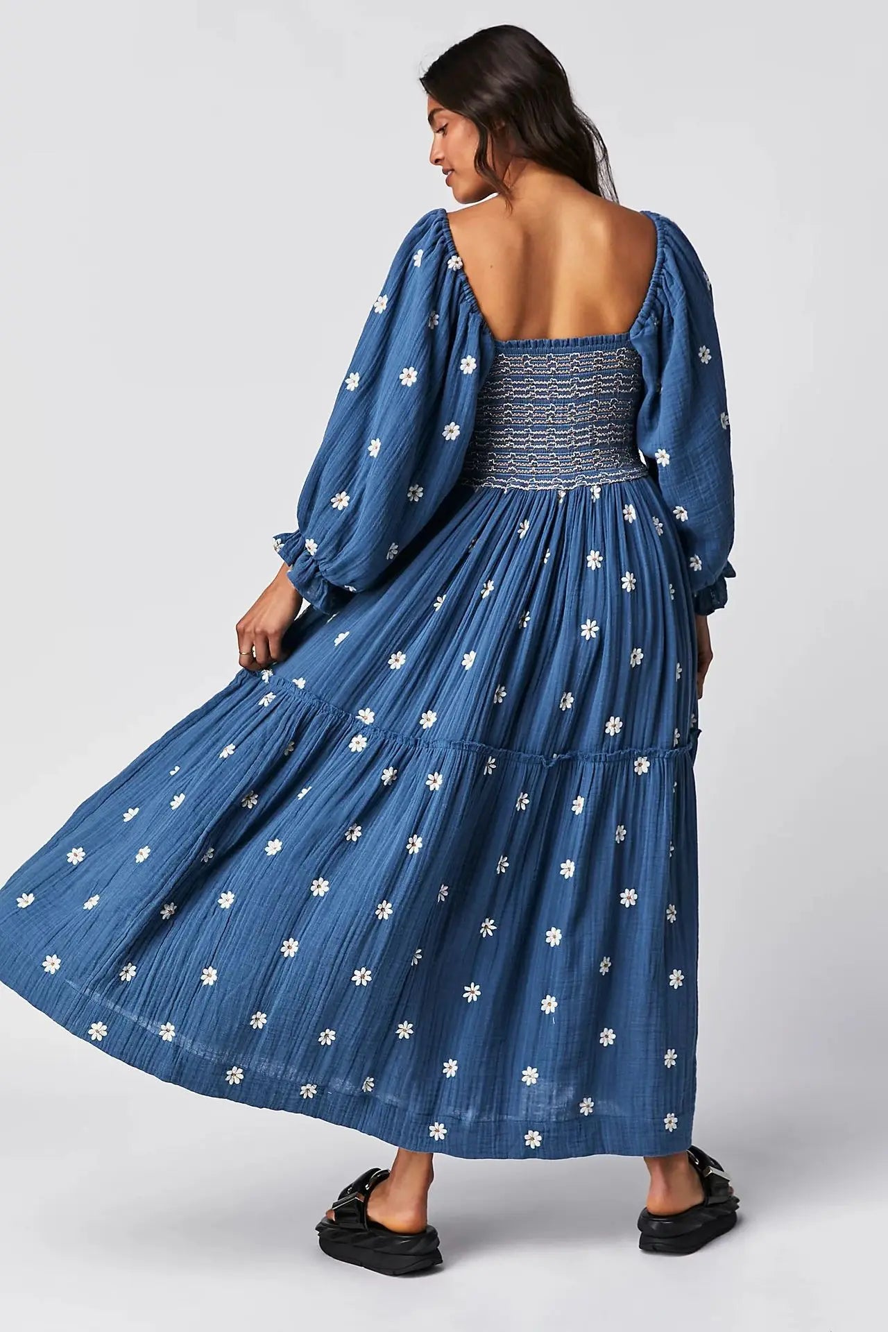 Boho Floral Embroidery Maxi Dress for Women | Casual Fashion