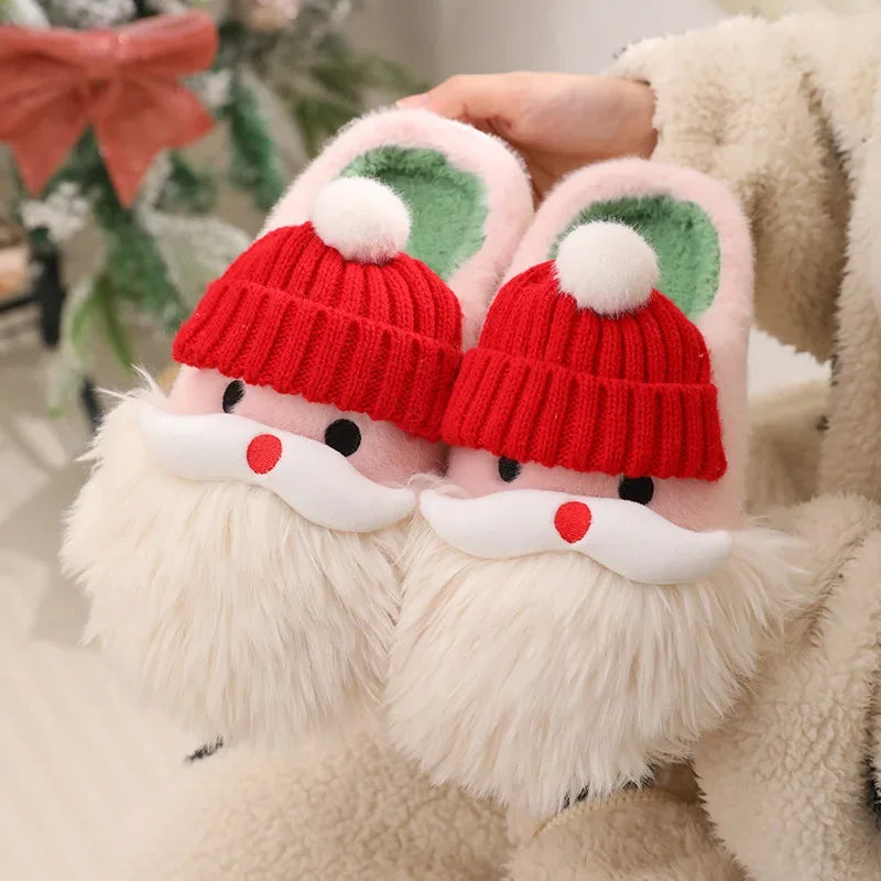 Women's Cute Santa Claus Plush Slippers | Cozy Christmas Indoor Shoes