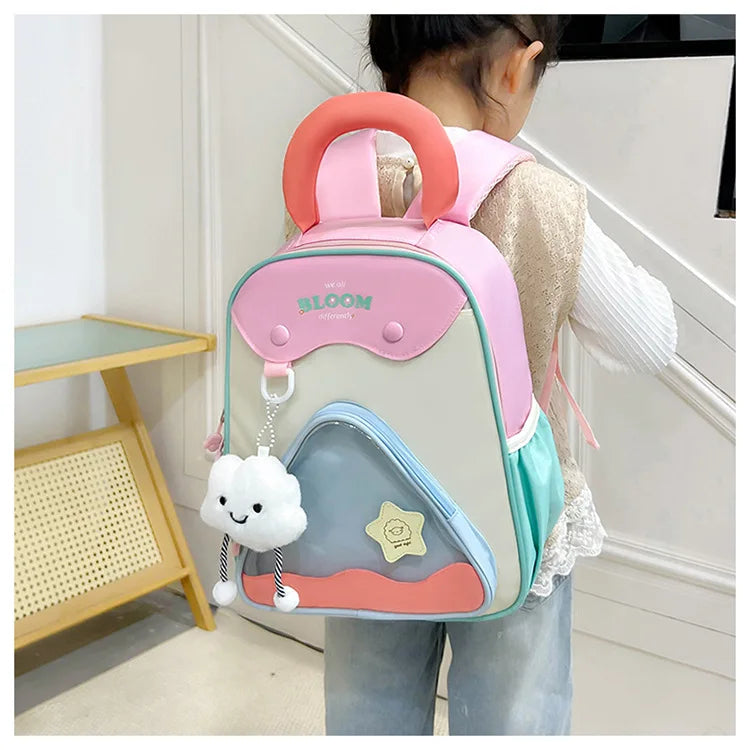 Lightweight Contrast Color Kindergarten Backpack | Cute Stylish Kids Bag
