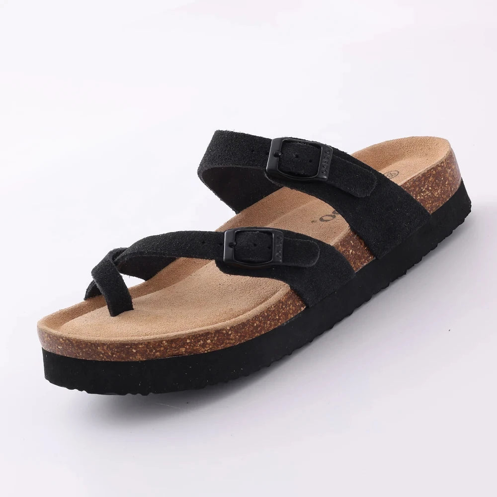 Women's Classic Cork Slippers | Comfortable Suede Clogs with Arch Support