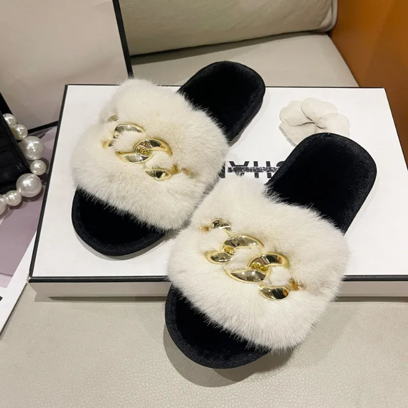 Women's Cozy Fur Lined Plush Slippers | Warm Indoor House Shoes