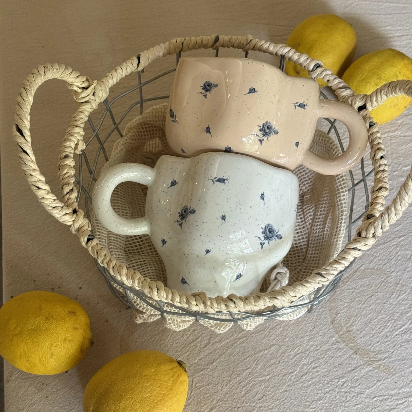 Handmade Blue Rose Ceramic Mug | Elegant Drinkware for All