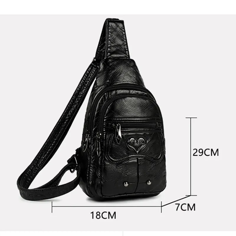 Fashionable PU Leather Women's Chest Bag for Outdoor Adventures