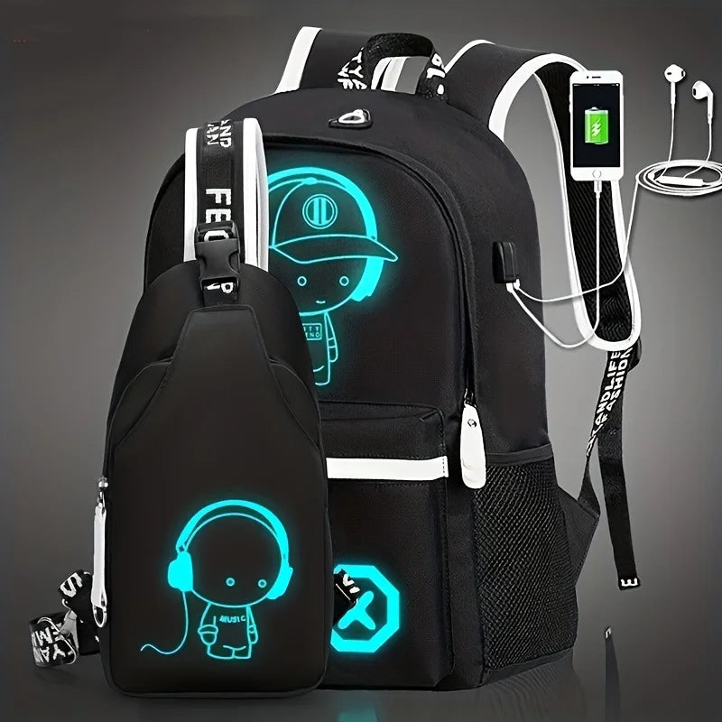 Large Capacity Casual Backpack Set | Stylish Travel & Chest Bags