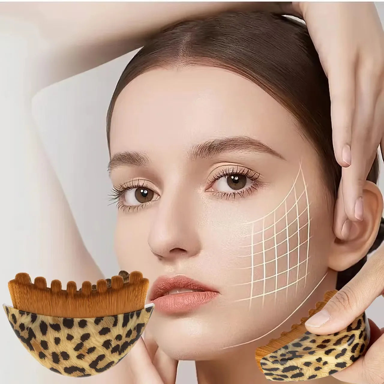 Leopard Lymphatic Contour Face Brush | Facial Drainage Massage Tool