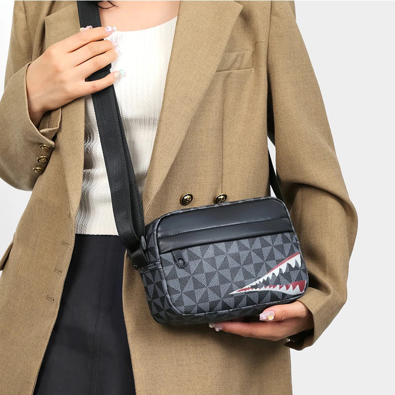 Stylish Shark-Pattern Men's Crossbody Bag | Practical Casual Shoulder Bag