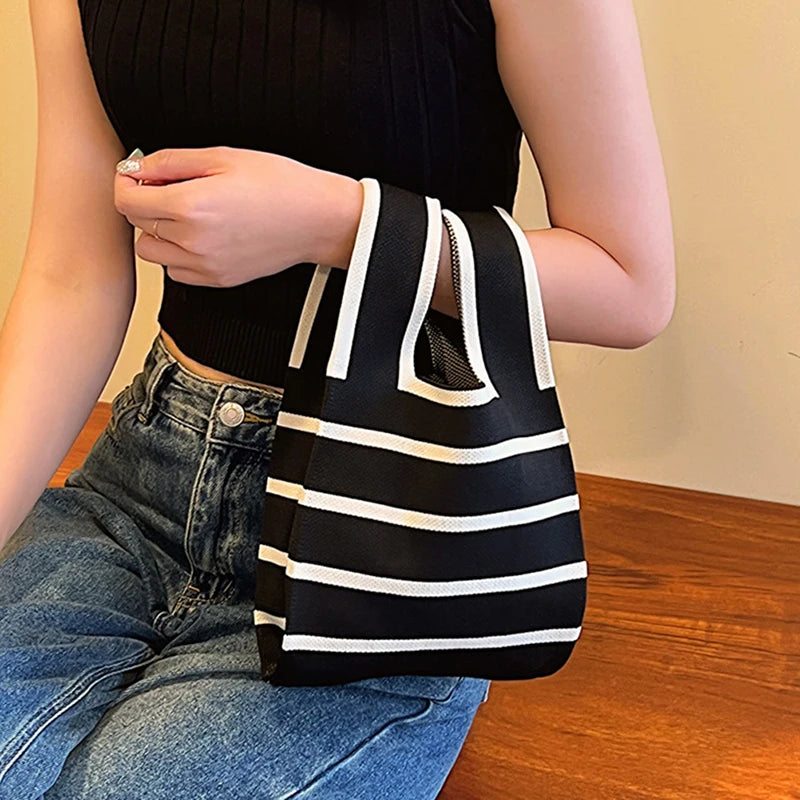 Chic Mini Knit Handbag for Women | Stylish Casual Tote Bag