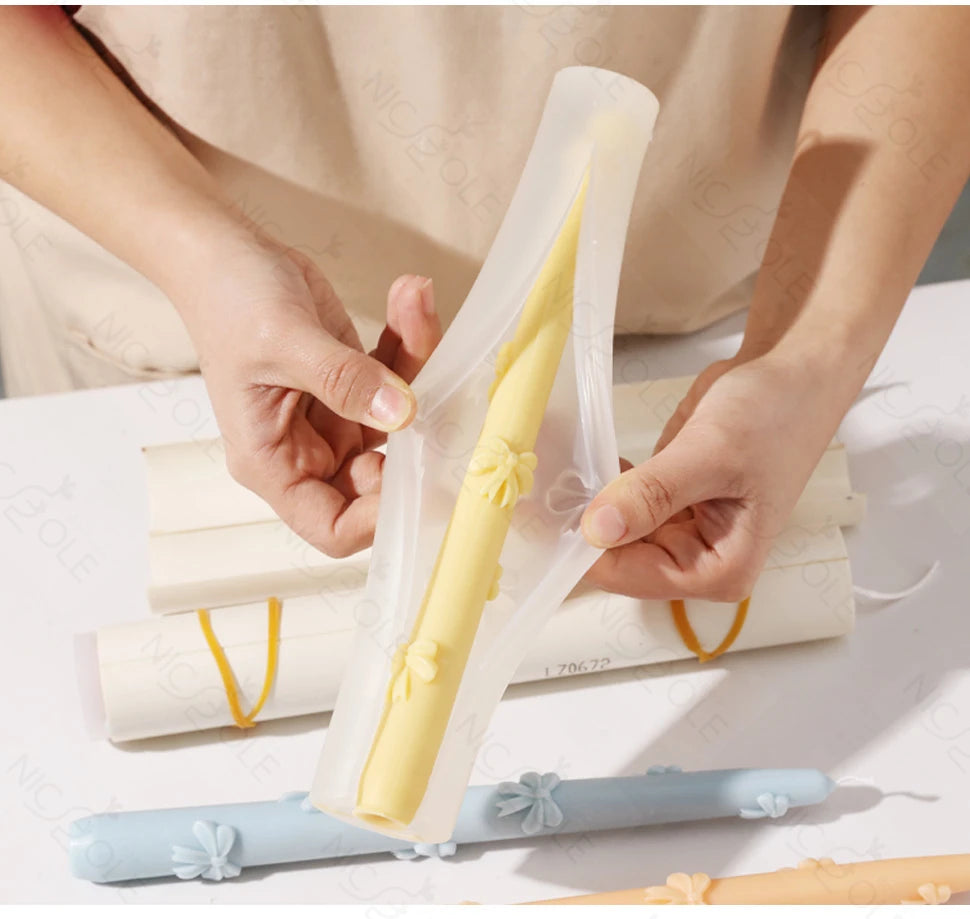 Silicone Bow and Heart Taper Candle Mold for Homemade Decor