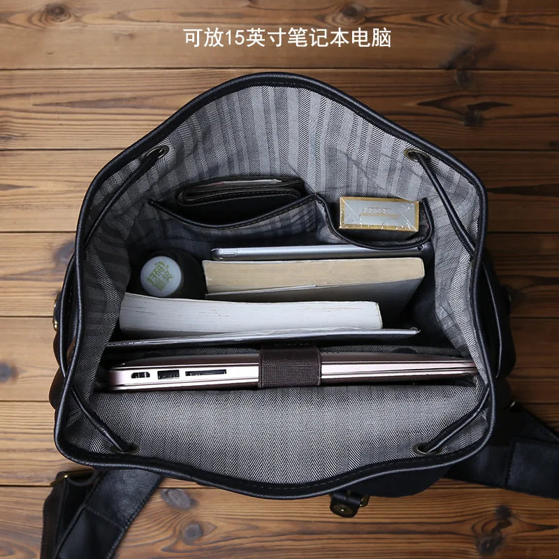 Men's Casual Leather Backpack | Large Capacity & Stylish Design