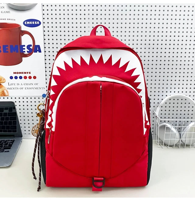 Luminous Shark Mouth Backpack | Large Capacity USB Laptop Bag