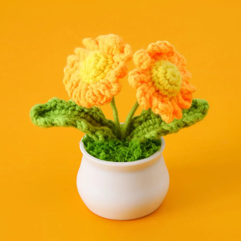 Flores de ganchillo de girasol y tulipán tejidas a mano | Encantadora decoración para el hogar