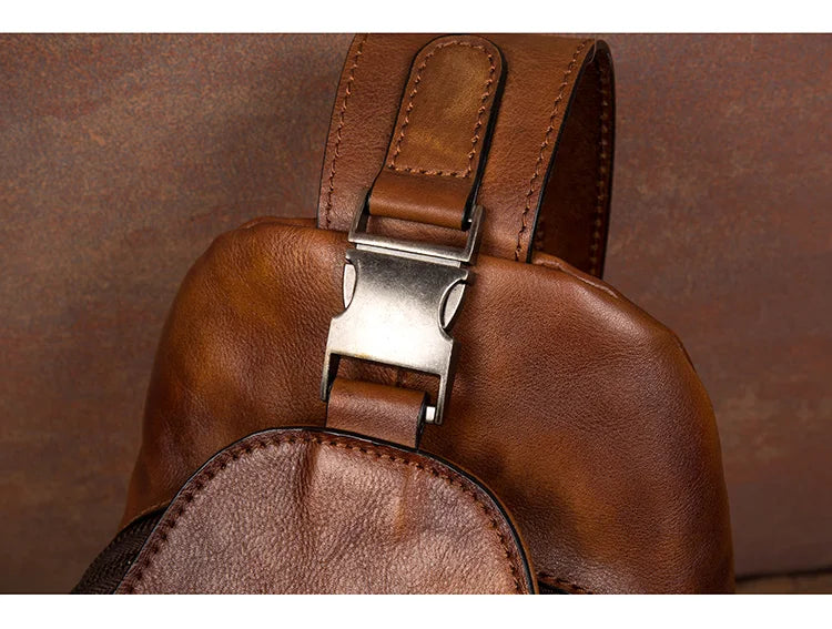 Large-Capacity Leather Chest Bag for Men | Casual Shoulder Bag