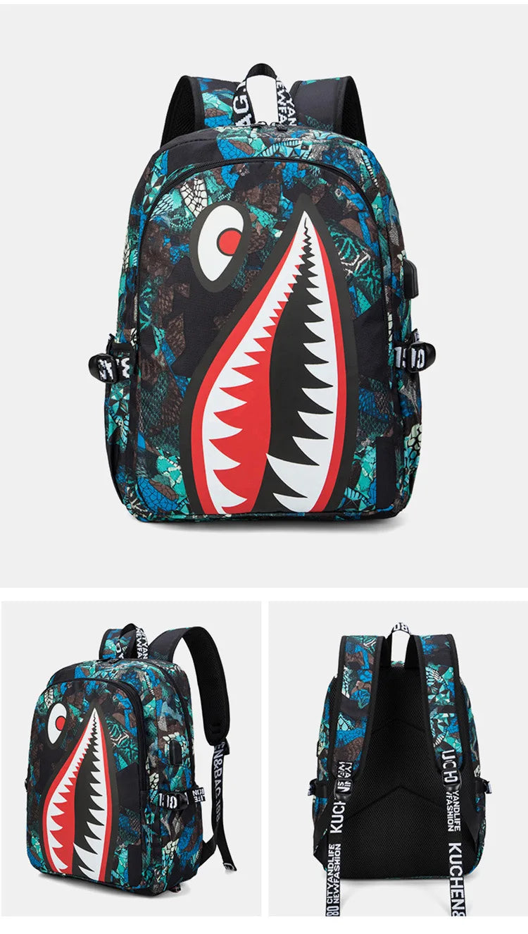 Stylish Shark Pack Backpack for Kids | Durable School Travel Bag