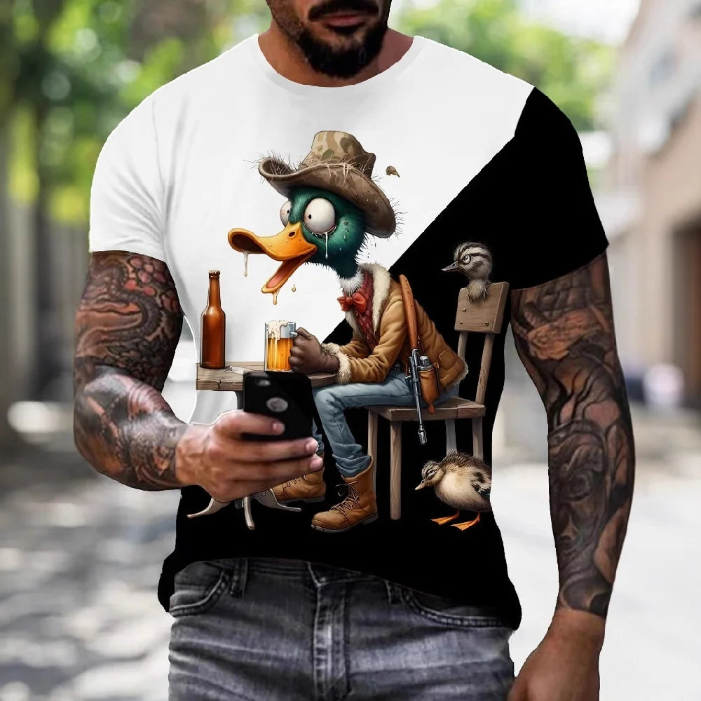 Funny Duck 3D Print Casual Tee | Breathable, Lightweight & Trendy