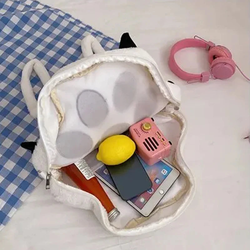 Cute Cat Paw Plush Backpack | Kawaii Soft Furry Purse