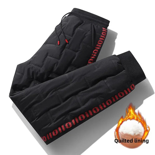 Men's Warm Fleece Lined Quilted Pants | Plus Size Casual Trousers