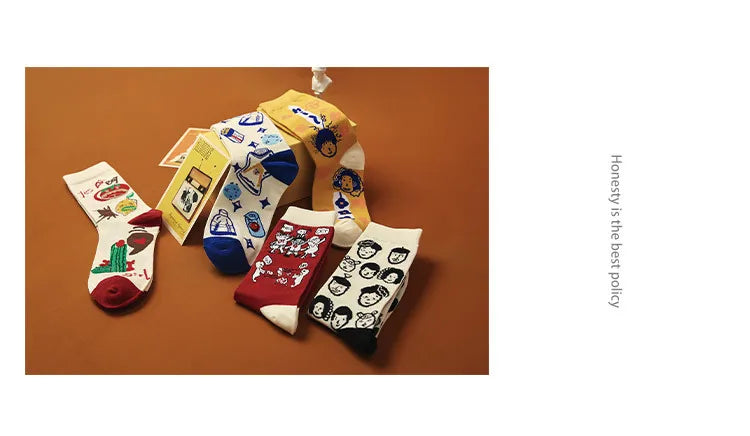 5 Pairs Colorful Funny Villain Socks | Quirky Harajuku Style