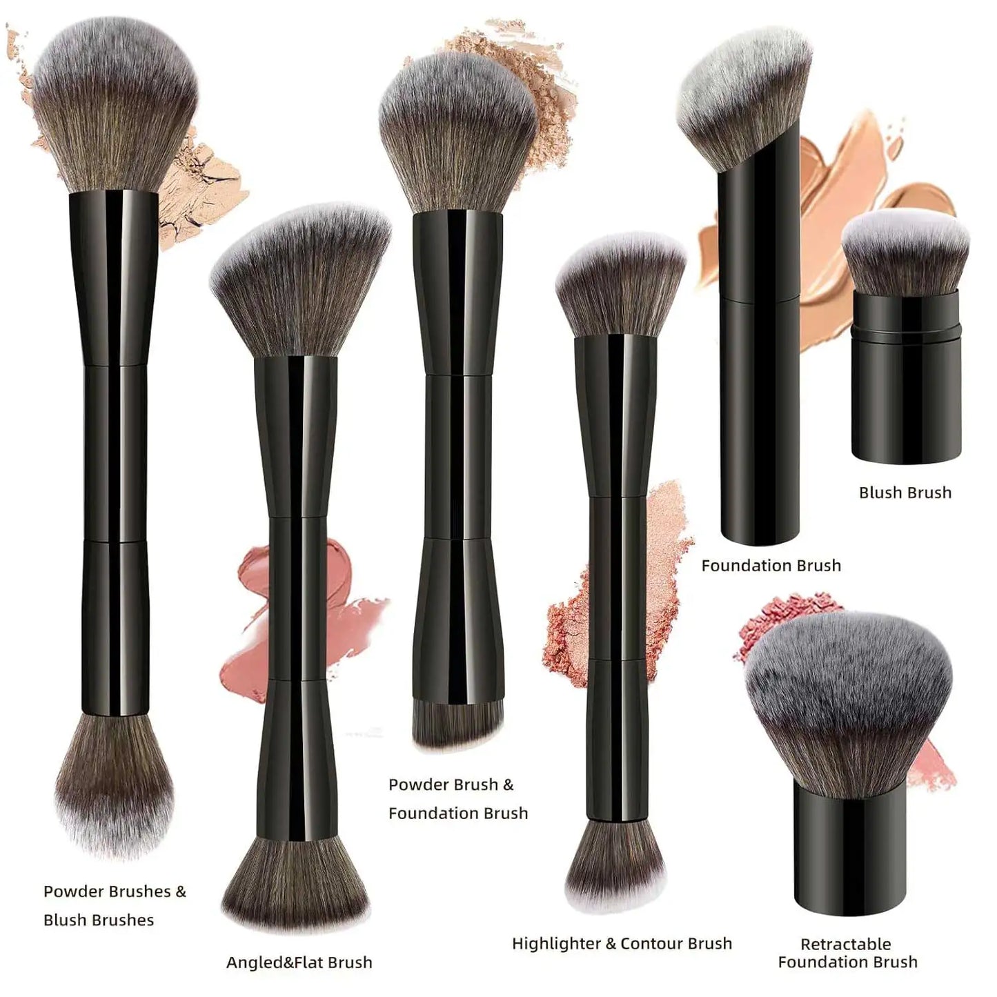7pcs Double Sided Kabuki Makeup Brush Set | Flawless Finish