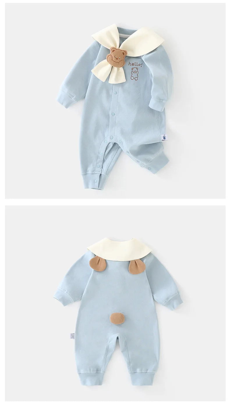 Infant Navy Collar Long Sleeve Romper | Stylish Baby Outfit