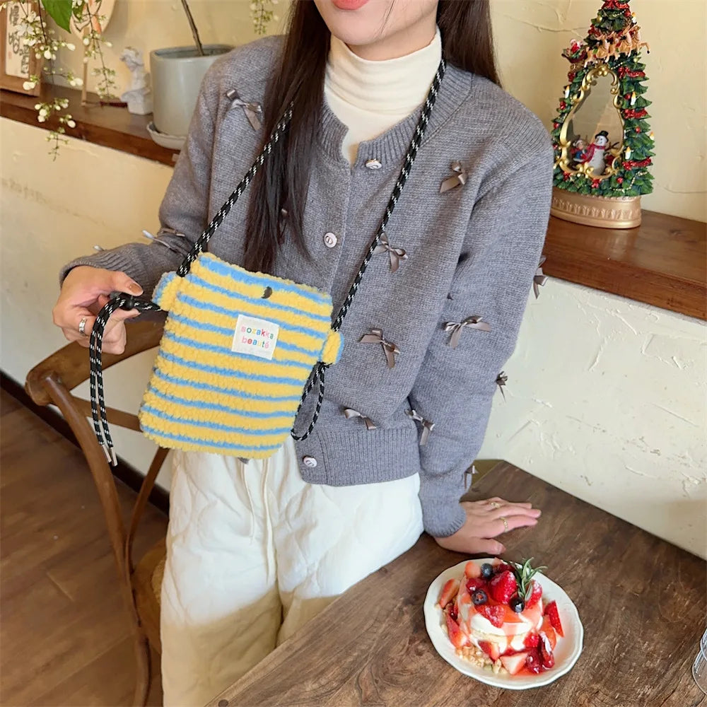 Cute Plush Dot Crossbody Bags for Women | Portable Shoulder Bag
