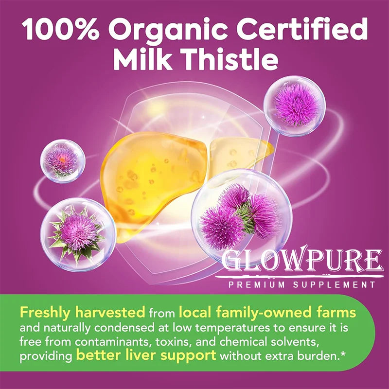 Organic Milk Thistle 9000mg - 30X Concentrated Extract with 80% Silymarin for Liver Cleanse, Detox & Fatty Liver Support