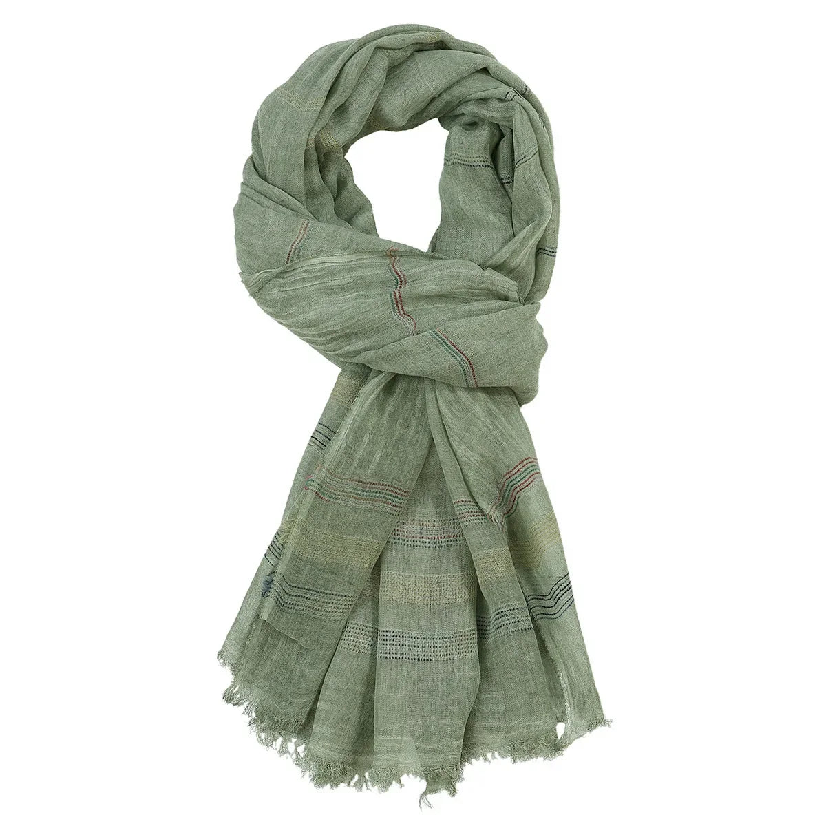 Men's Striped Cotton Linen Scarf | Fashionable Autumn Accessories