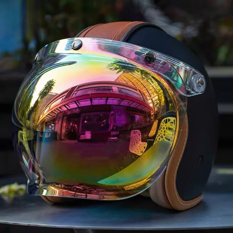 Retro Open Face 3/4 Motorcycle Helmet with Colorful Lens | DOT Certified