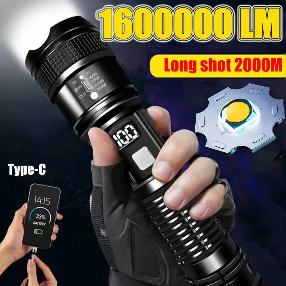 High Power USB Rechargeable LED Flashlight | Waterproof Tactical Torch