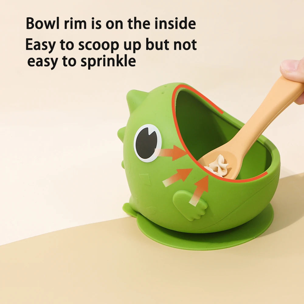 Dinosaur Silicone Bowl | Fun Suction Cup Baby Tableware