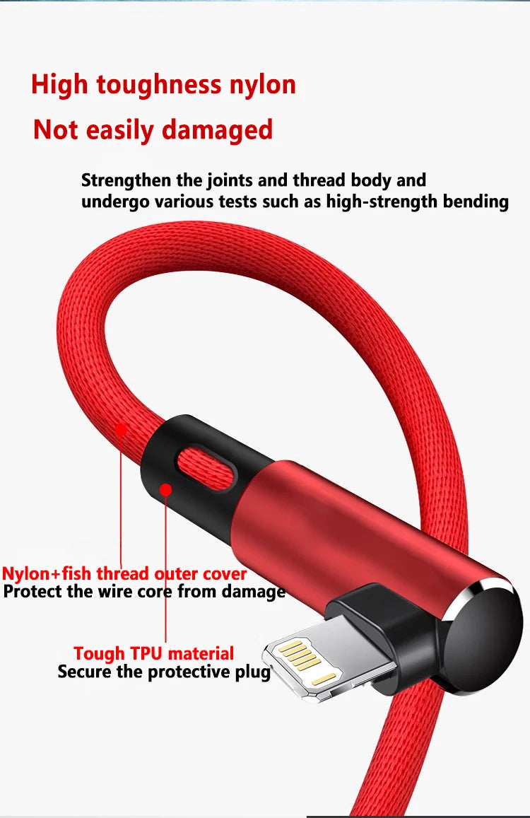 Gaming Elbow Fast Charger Cable for iPhone Devices | Braided USB