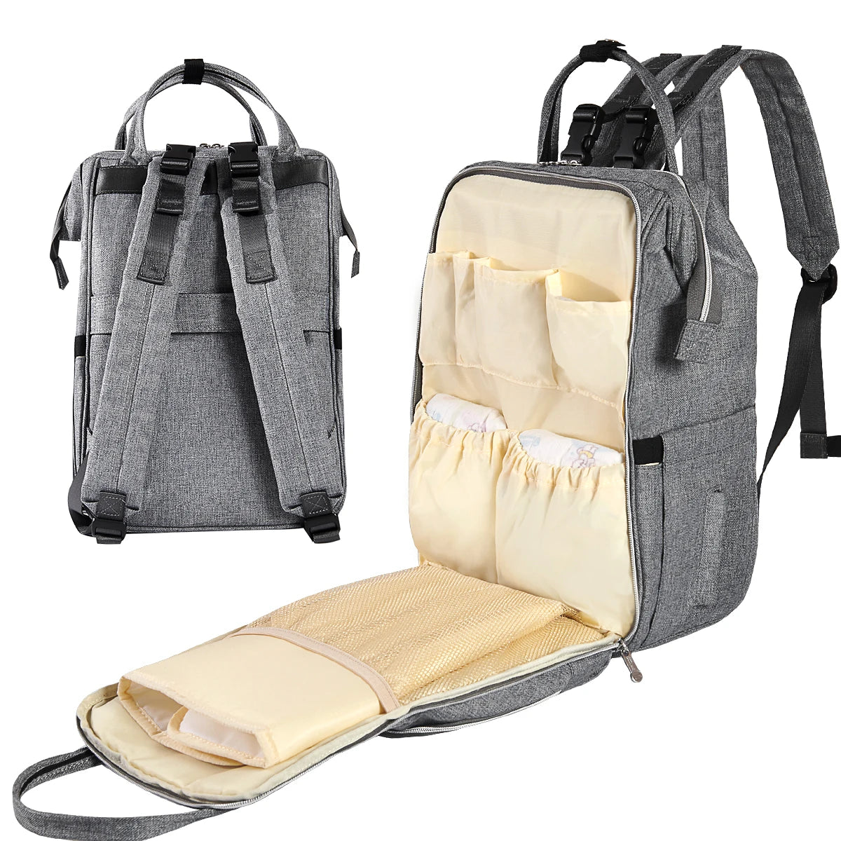 Mochila pañalera multifuncional elegante | Bolso de gran capacidad para bebé