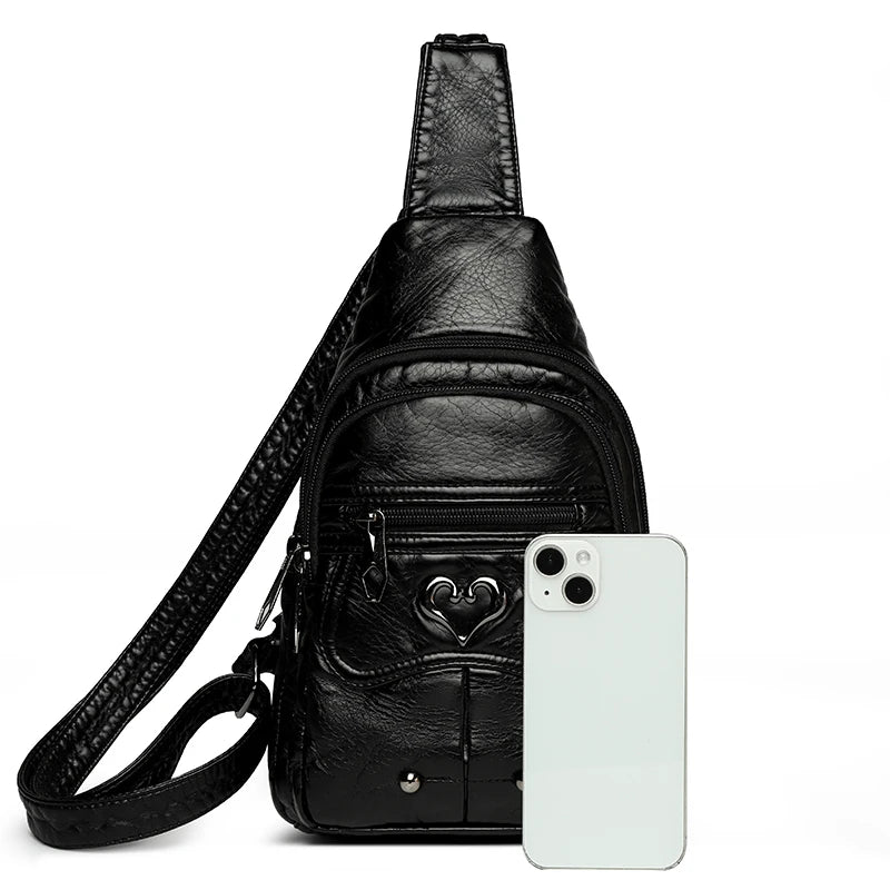 Fashionable PU Leather Women's Chest Bag for Outdoor Adventures