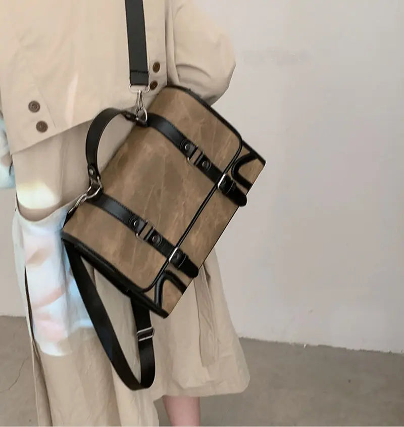 Chic Women's Preppy Backpack | Trendy Leather Handle Schoolbag