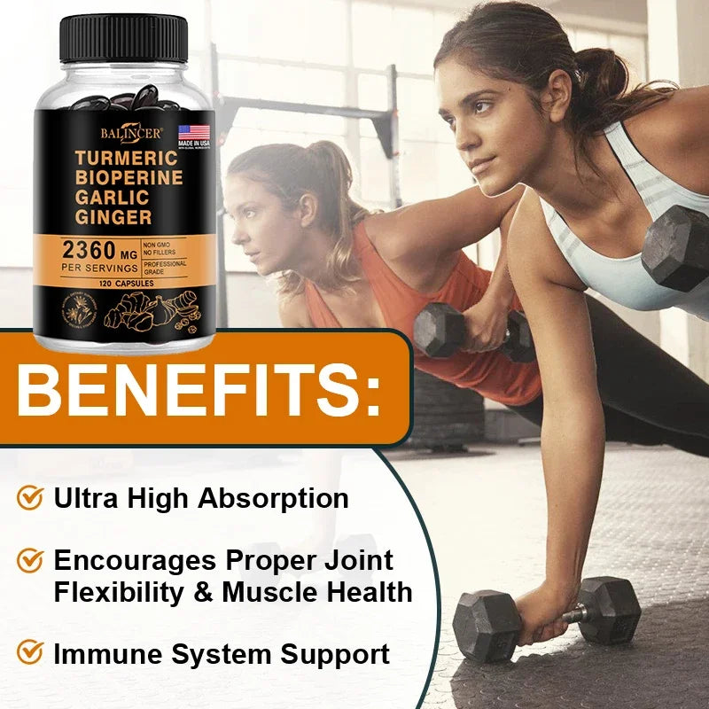 4-in-1 Turmeric Ginger Supplement for Joint & Immune Support