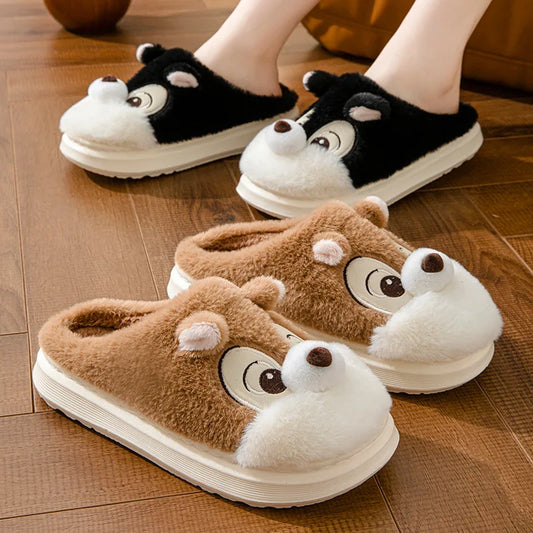 Women's Cozy Cartoon Plush Corduroy Slippers | Fun Indoor Footwear