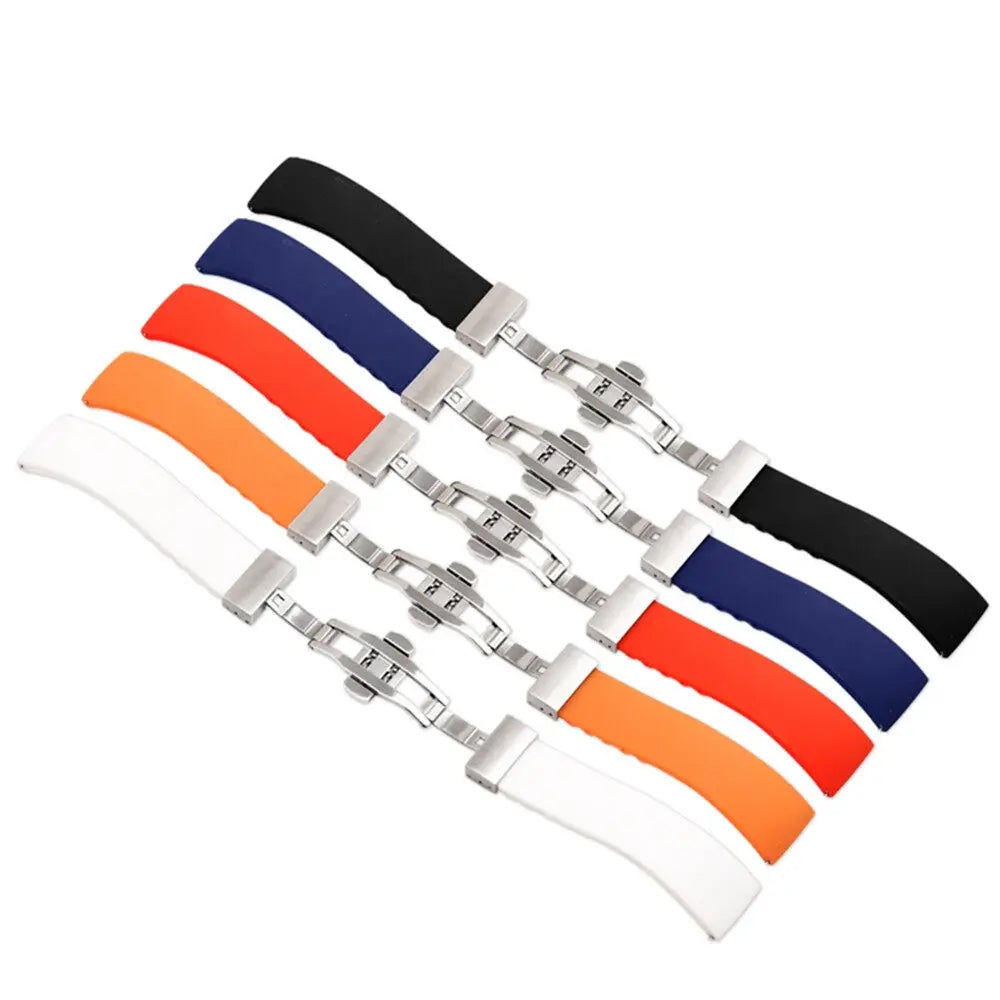 Soft Silicone Quick Release Watchband with Butterfly Buckle