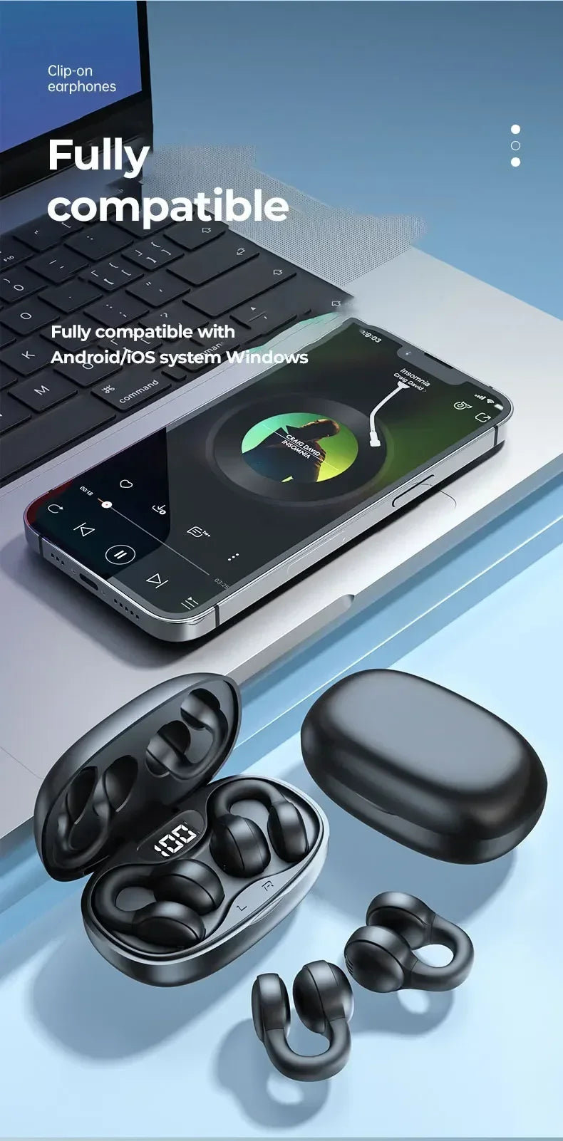 Bone Conduction Waterproof Bluetooth Headphones for Sports