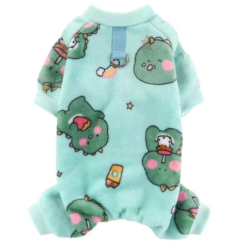 Winter Warm Fleece Dog Jumpsuit | Cozy Pajamas for Small Dogs